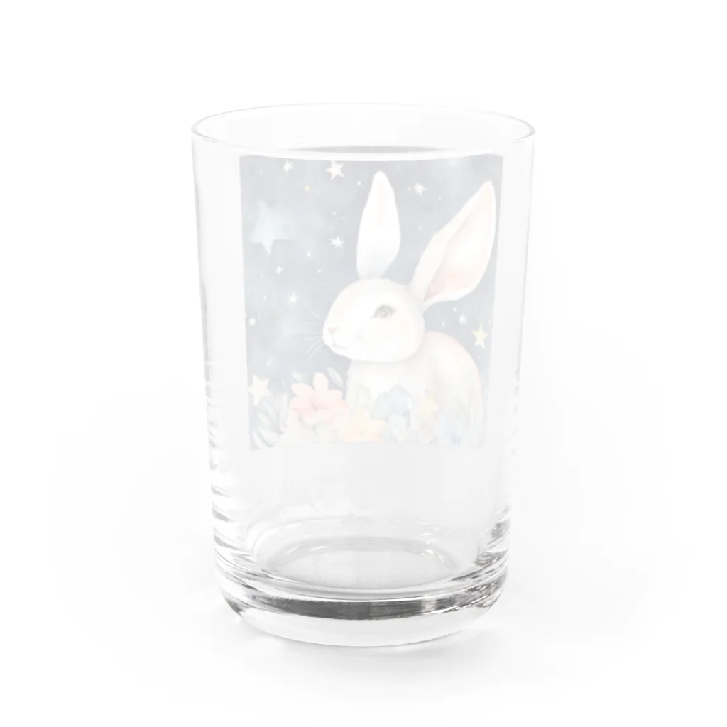 星降る夜にの星花うさぎ Water Glass :back