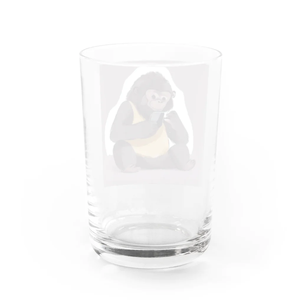 Runのスマホ依存症のゴリラ Water Glass :back