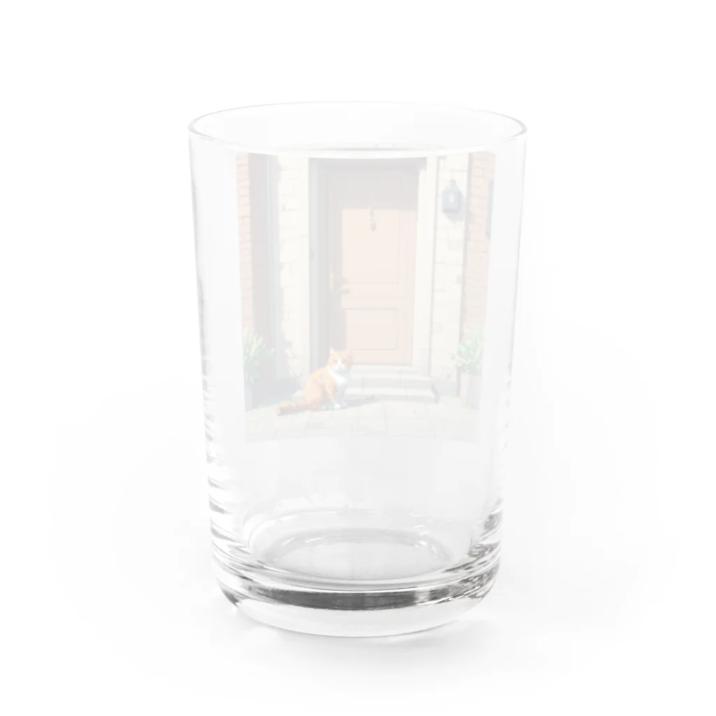 temtemの玄関で帰りを待つ猫 Water Glass :back