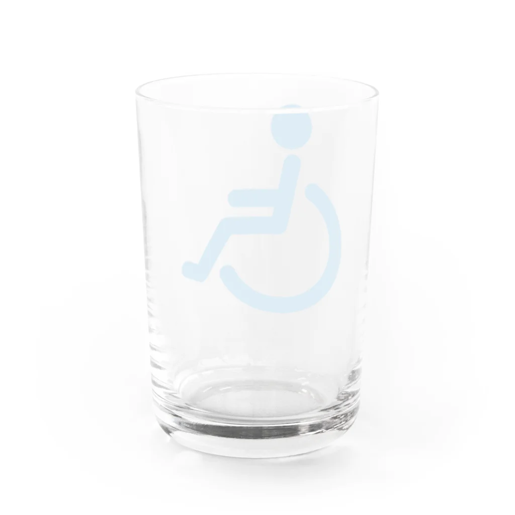 お絵かき屋さんの車椅子マーク（青） Water Glass :back