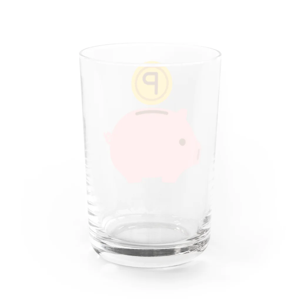 お絵かき屋さんの豚の貯金箱（ポイント） Water Glass :back