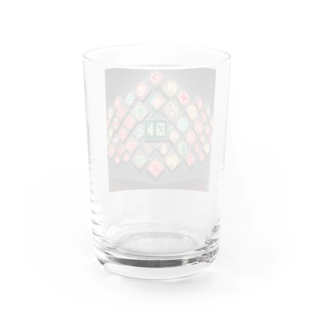 標識グッズ商店の世界中の非常口標識をスタイリッシュにアレンジ！ Water Glass :back