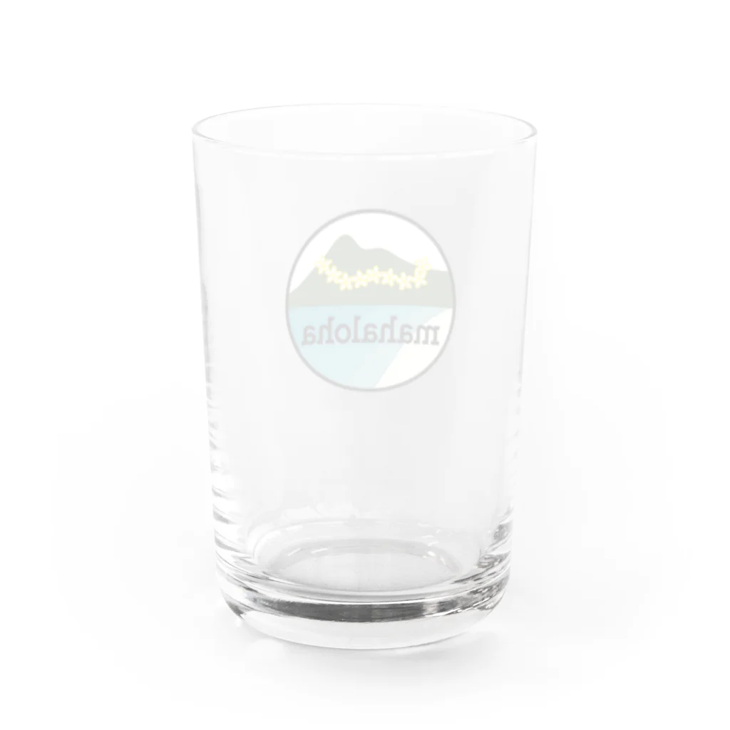 mahaloha808のmahaloha 丸ロゴ Water Glass :back