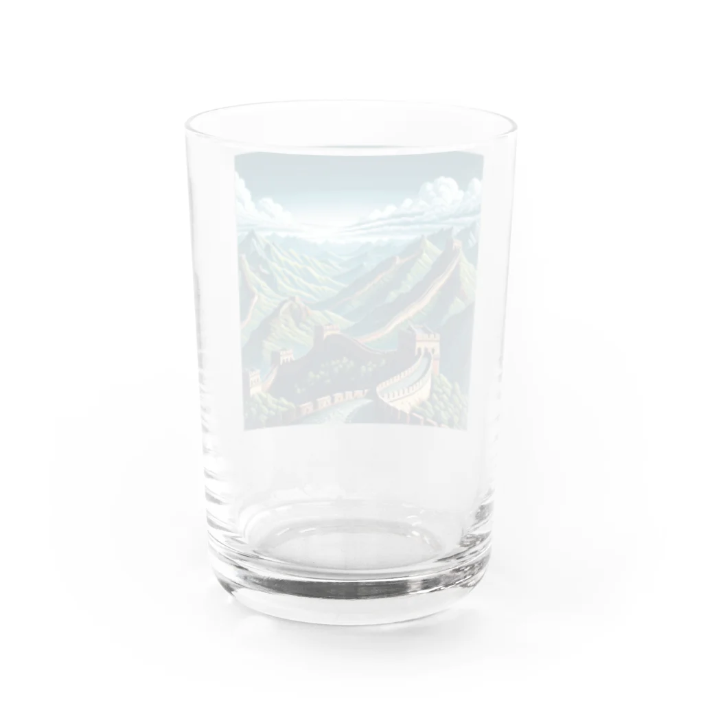 Pixel Art Goodsの万里の長城（pixel art） Water Glass :back