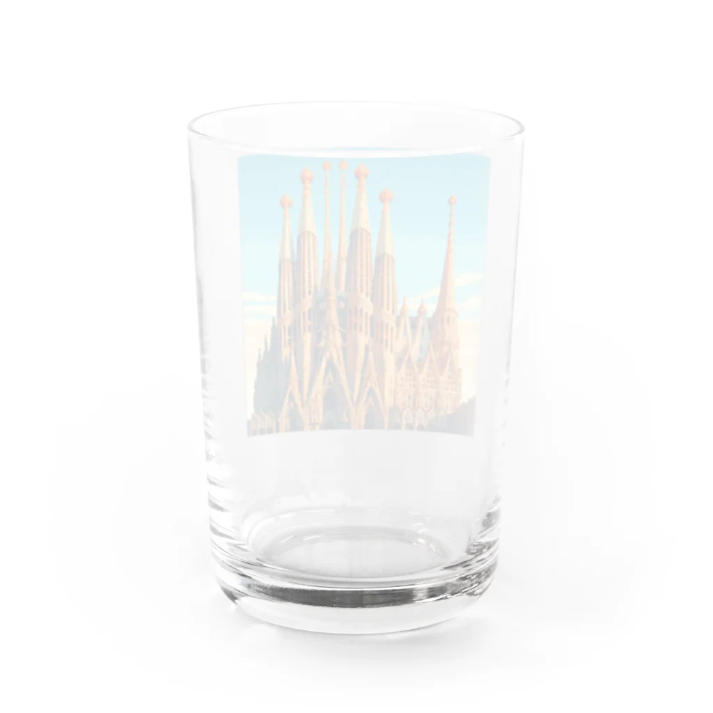 Pixel Art Goodsのサクラダファミリア（pixel art） Water Glass :back