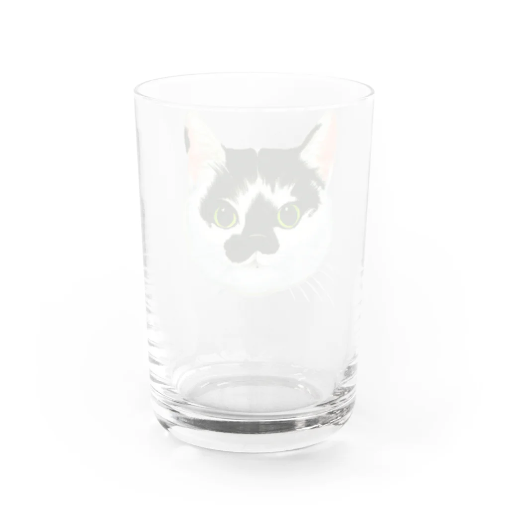 segasworksのねこさんのお顔（白黒ねこ） Water Glass :back