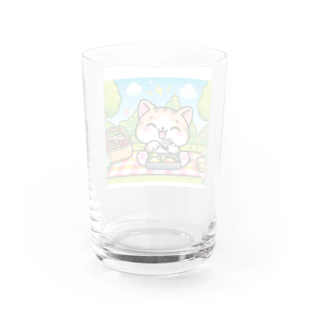 子猫カーニバルの遠足の楽しいお弁当タイム Water Glass :back