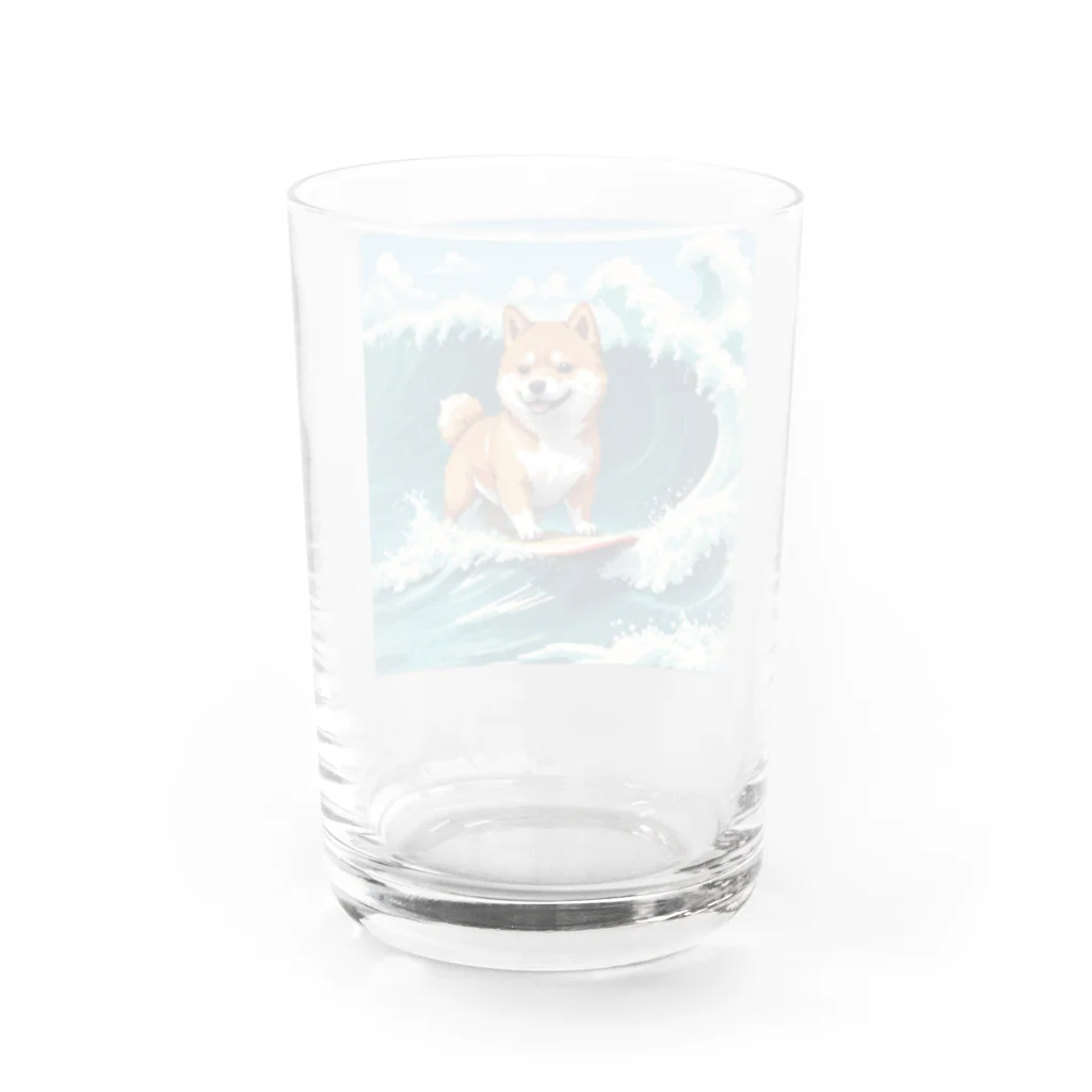 もふもふ堂の波乗り柴犬 Water Glass :back