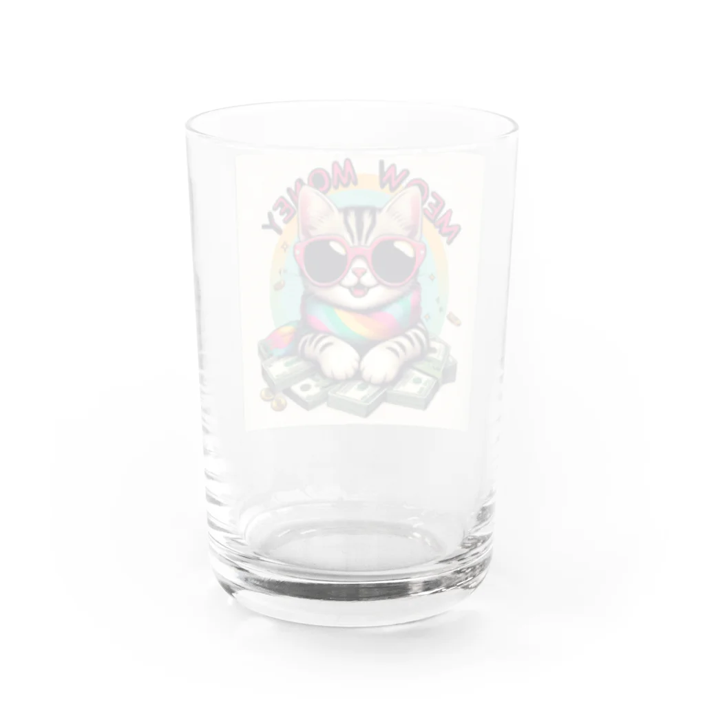 現金な動物たちの財布にゃんこ Water Glass :back