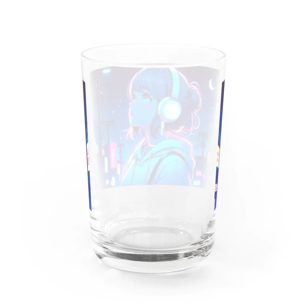 DesignColorsのネオンカラーな夜の少女 Water Glass :back