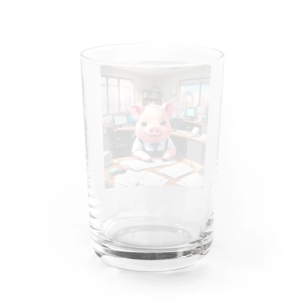 MTHの社内の文書を整理するミニブタ Water Glass :back