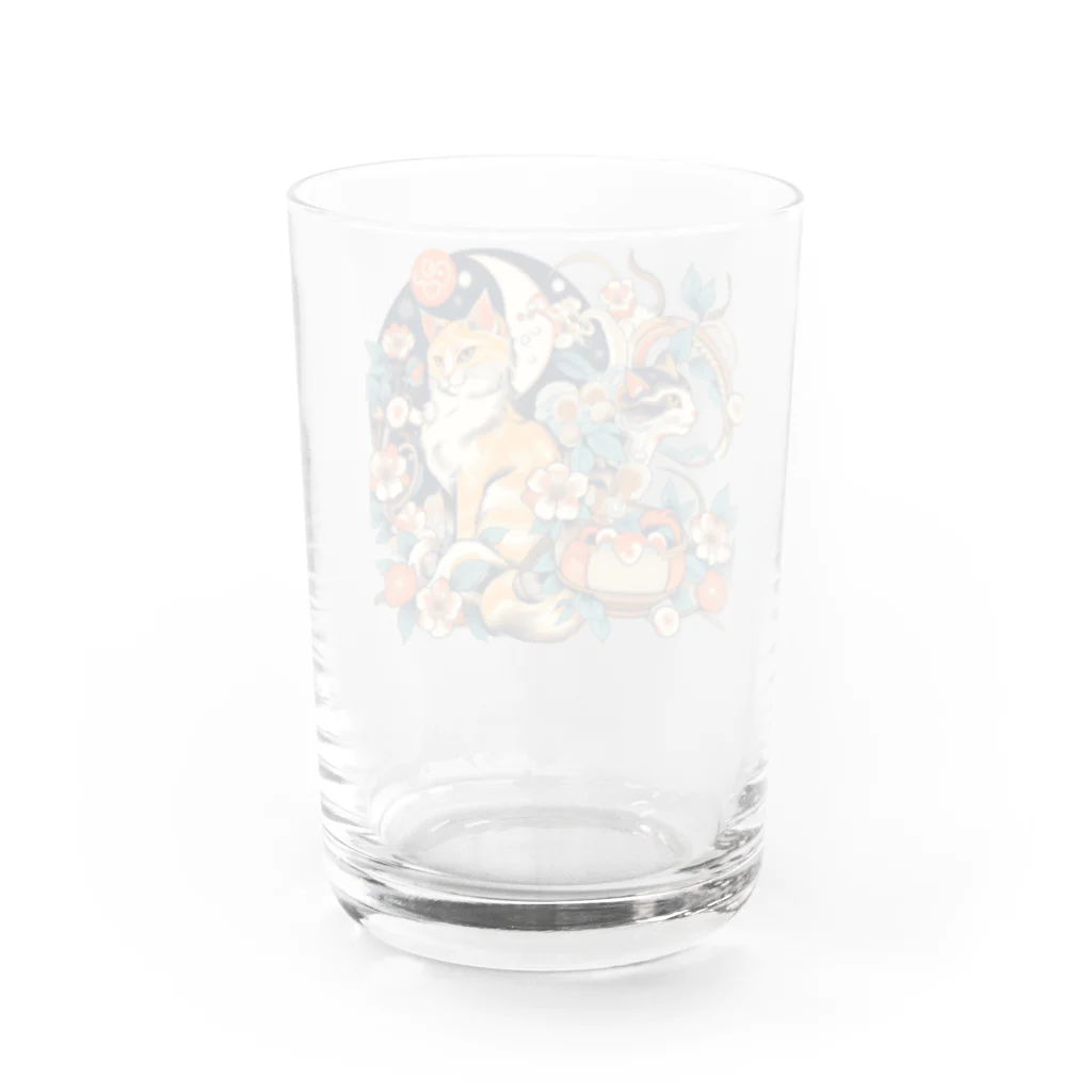 猫LOVE items Noahの猫LOVE items 茶虎と白黒 Water Glass :back