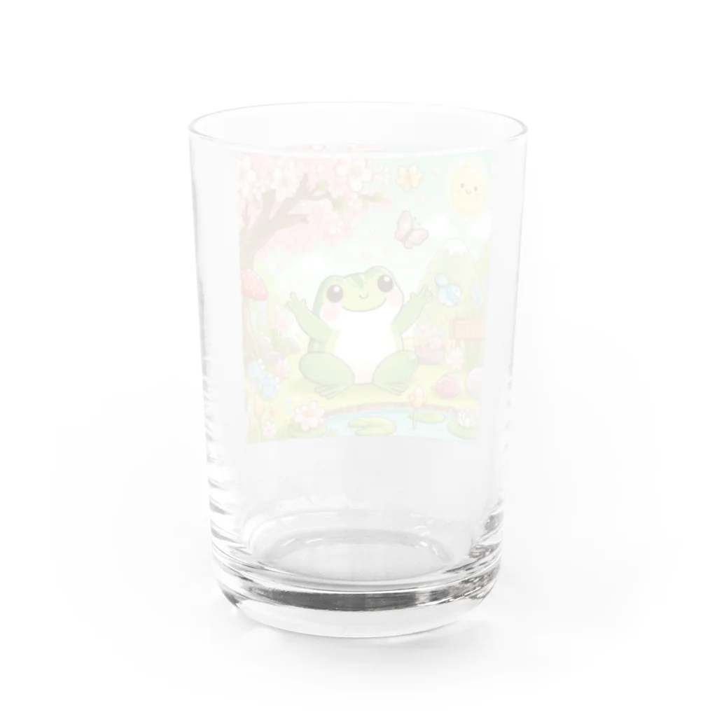 スタイリッシュベアーの春を感じるぷにぷにカエル Water Glass :back
