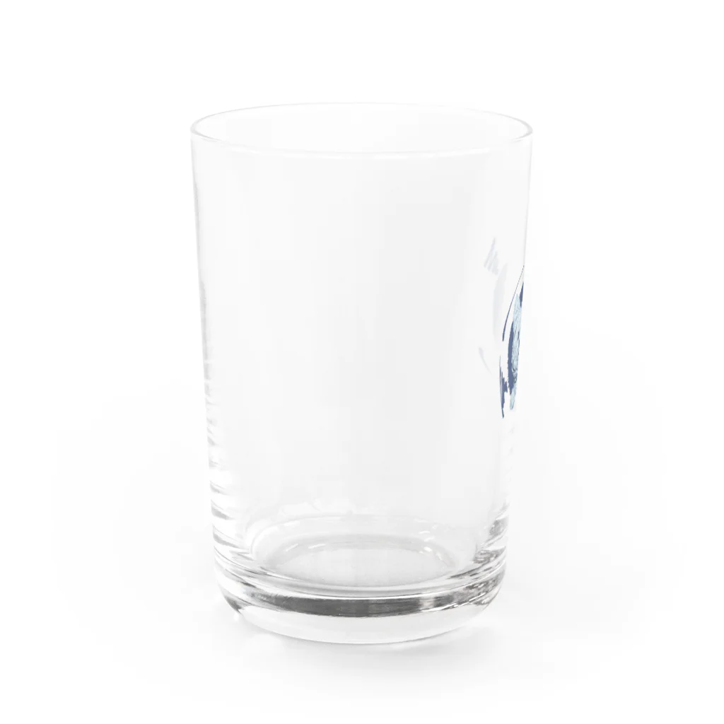 雨宿りのヨークシャーテリアのイラスト Water Glass :back