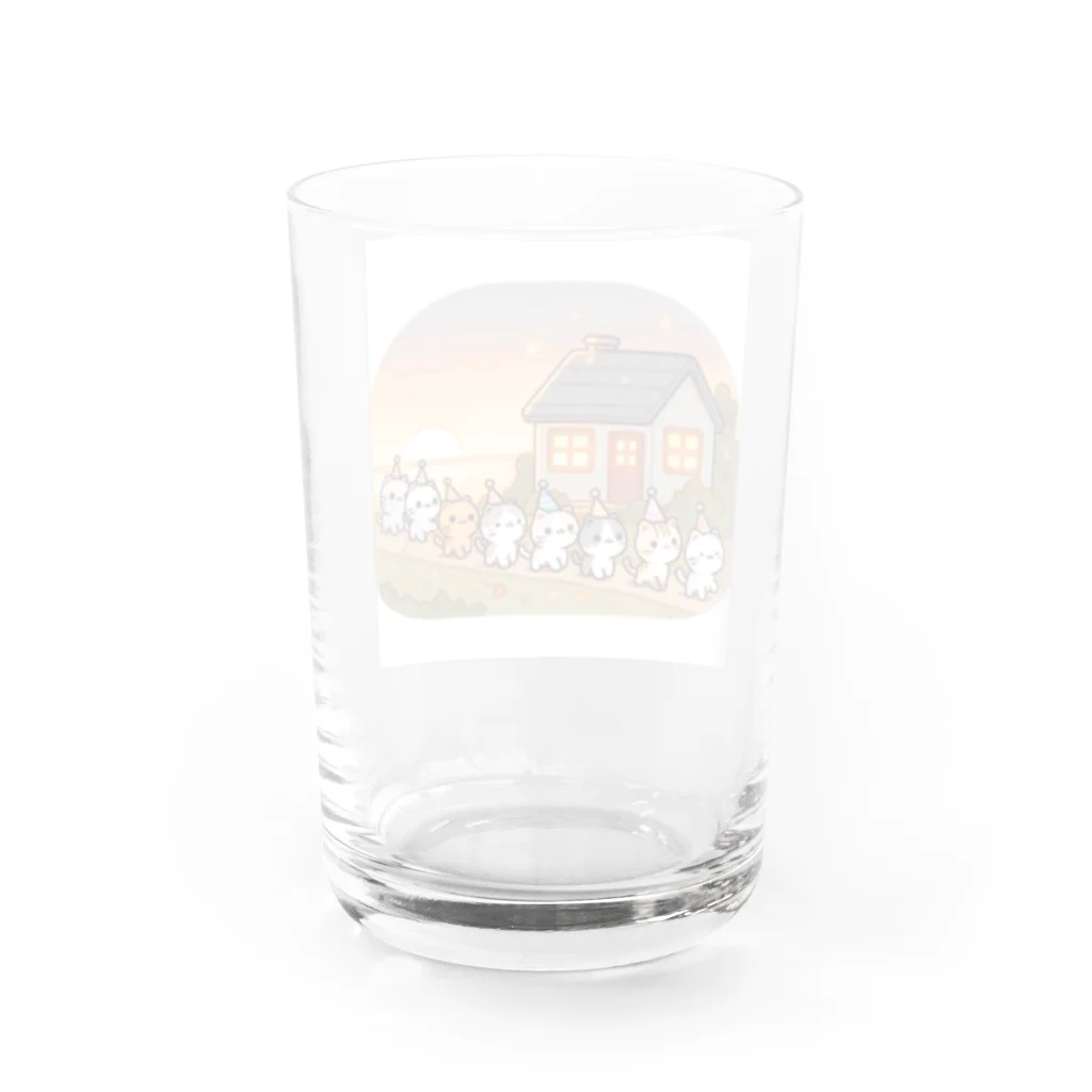 子猫カーニバルの子猫のパーティーの帰り Water Glass :back