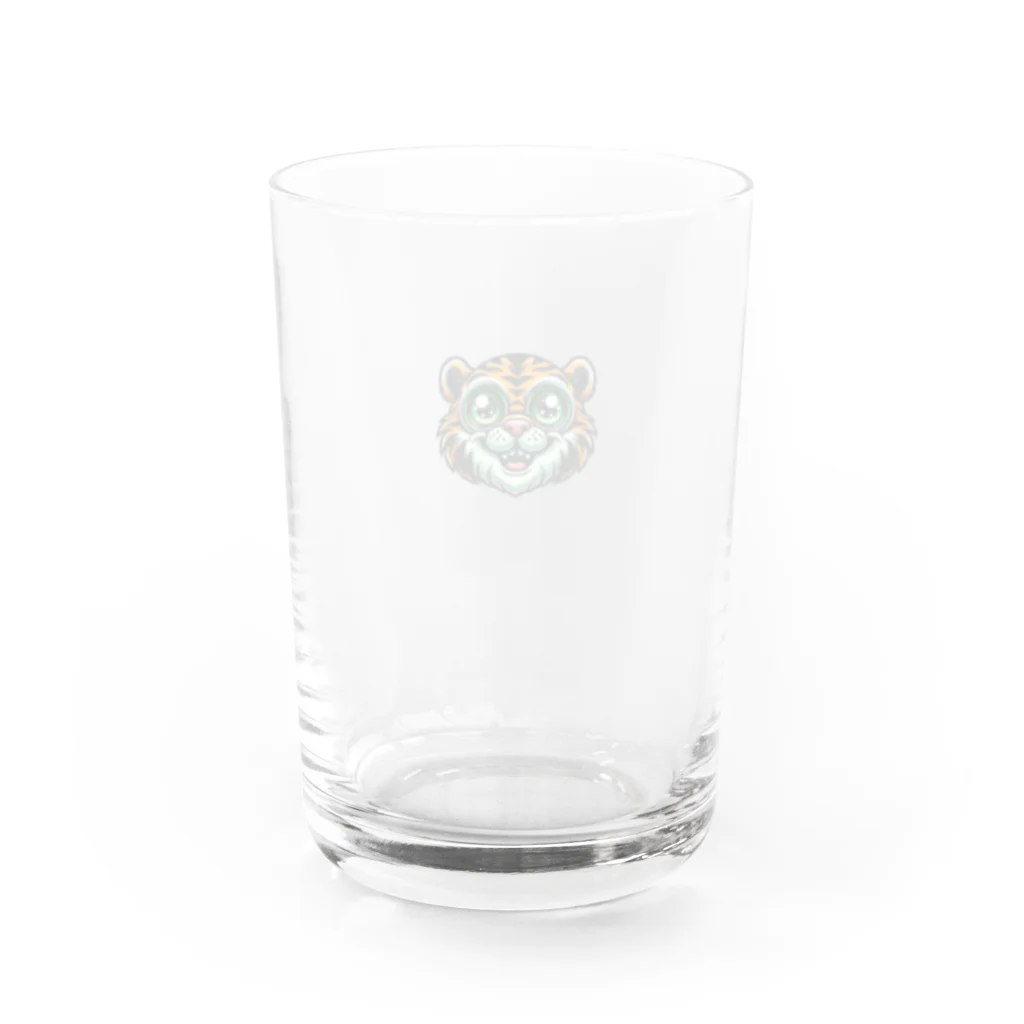 たんたん狸の不気味で可愛い森の不気味で可愛いトラ001 Water Glass :back