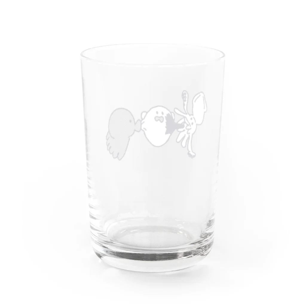 もくモカのイカとタコの争いに巻き込まれるおばけ Water Glass :back