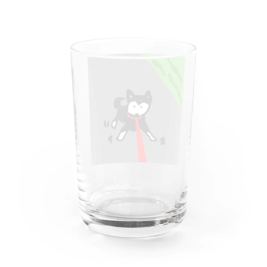 ペコりんショップの黒柴散歩拒否 Water Glass :back