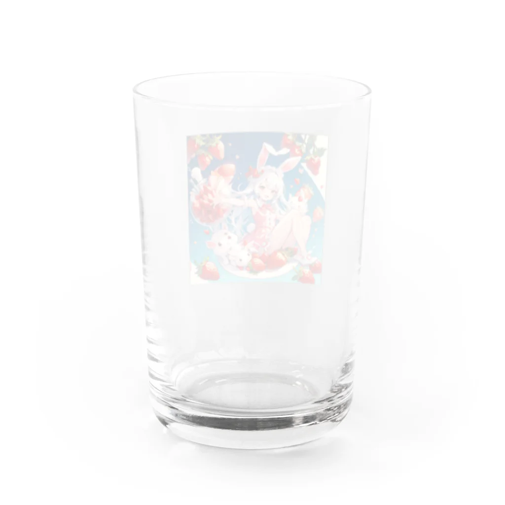 ピンクリボンのいちごうさぎ02 Water Glass :back