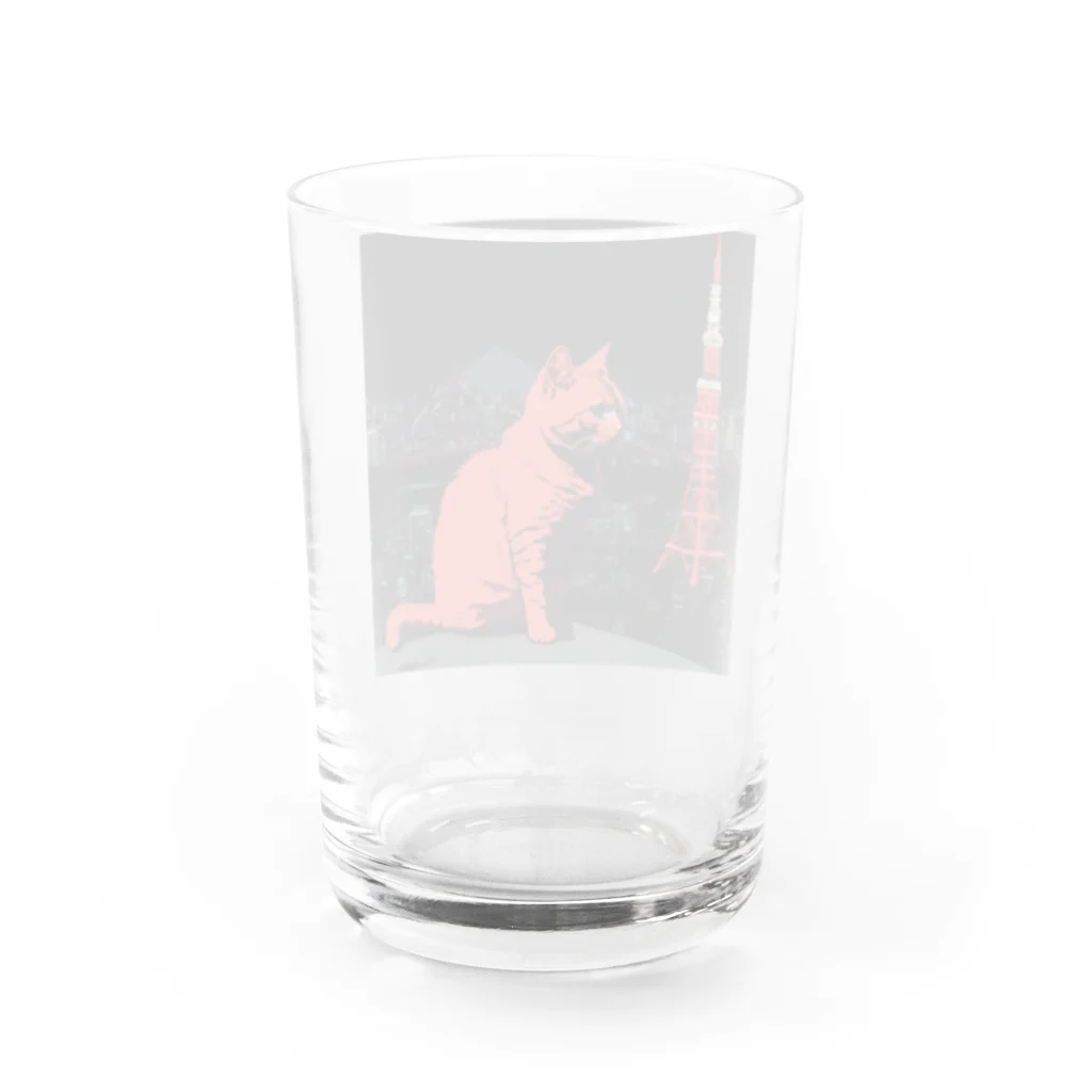 大人な動物のお店の夜の猫 Water Glass :back