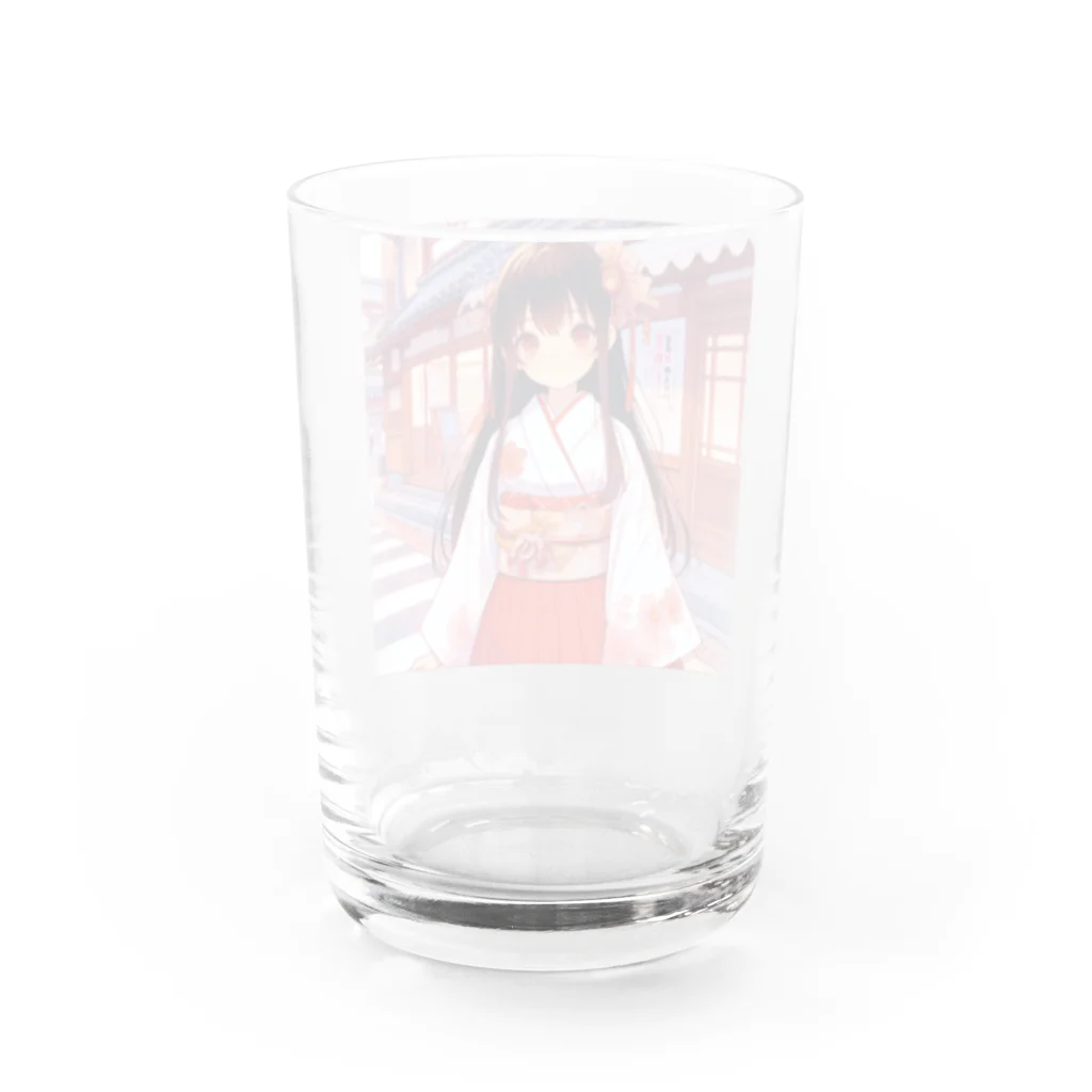 Cartoonのかわいい巫女さん Water Glass :back