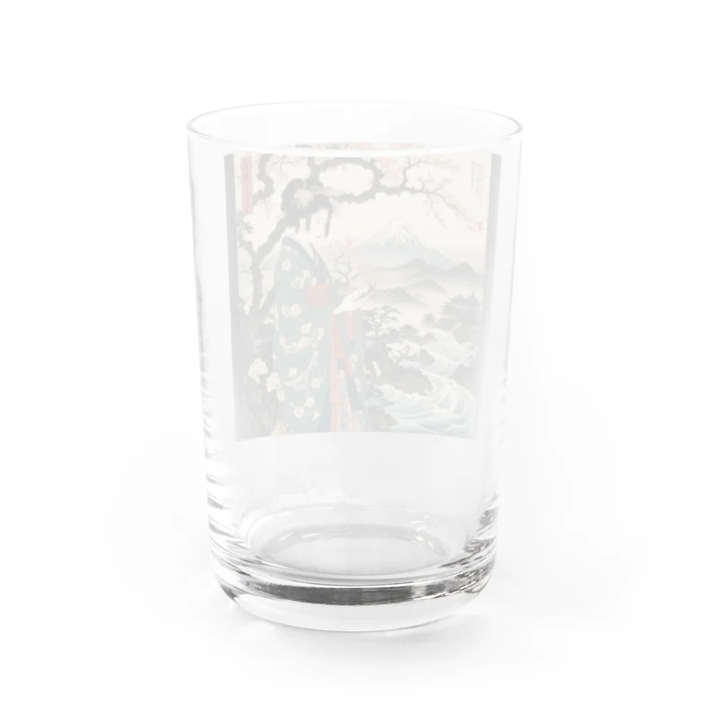 rit=ndの浮世絵　桜と着物美人画 Water Glass :back