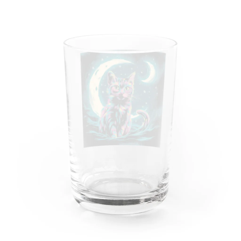 猫XショップX猫の月下の猫クン Water Glass :back