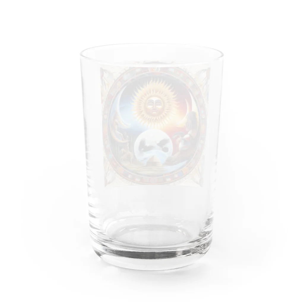 MKTU51の太陽　月　大地　祈り Water Glass :back