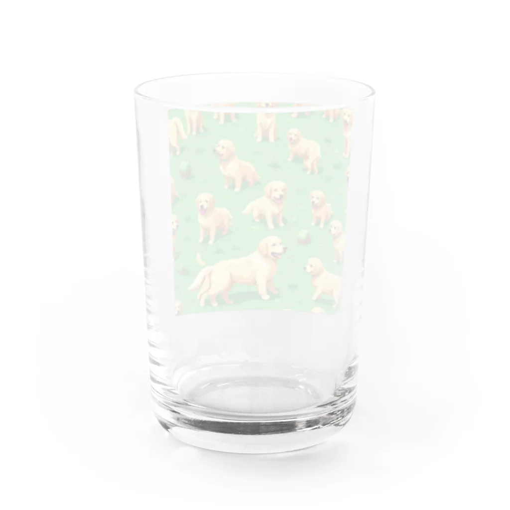 kinnirono-inuのドット絵　たくさんのゴールデンレトリバー２ Water Glass :back