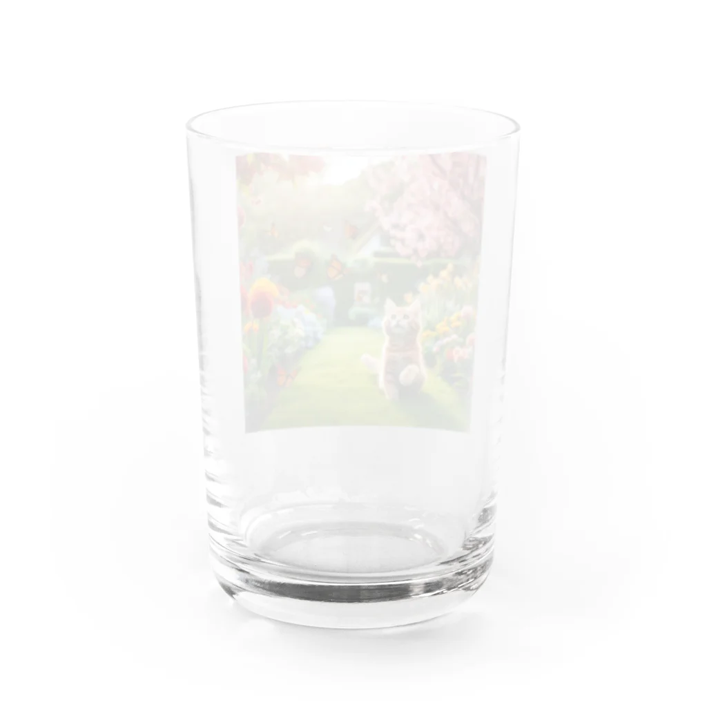 JAMnano1837の猫 in 花園 Water Glass :back