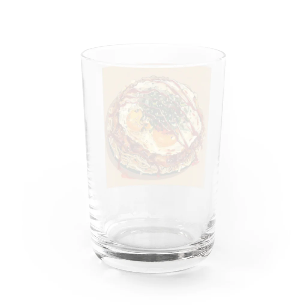 AQUAMETAVERSEの目玉焼きを乗せたお好みモダン焼き　kouchan 1616 Water Glass :back