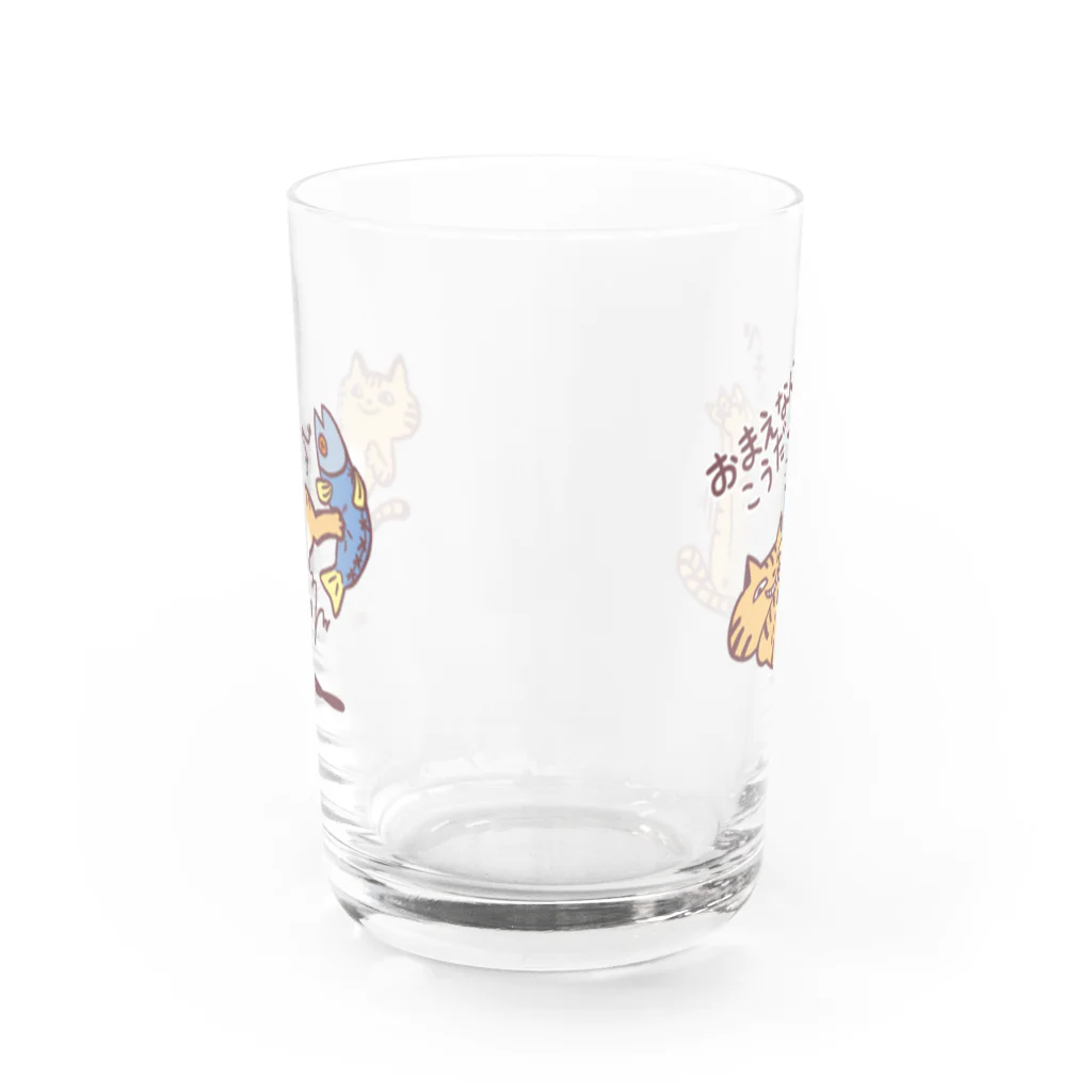 mushizuDASHのトラ猫の魚いじめ Water Glass :back