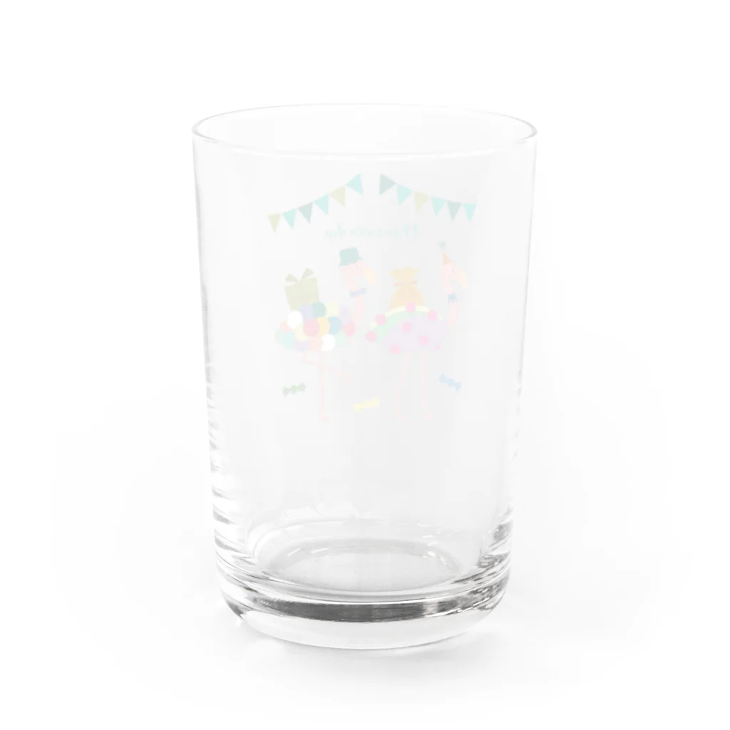 midoriの双子フラミンゴのパーティー Water Glass :back