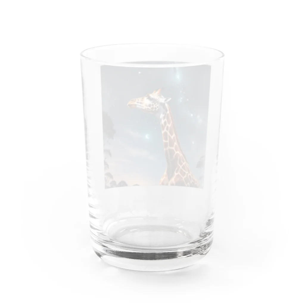 mira-shopの夜空を見上げるキリン Water Glass :back