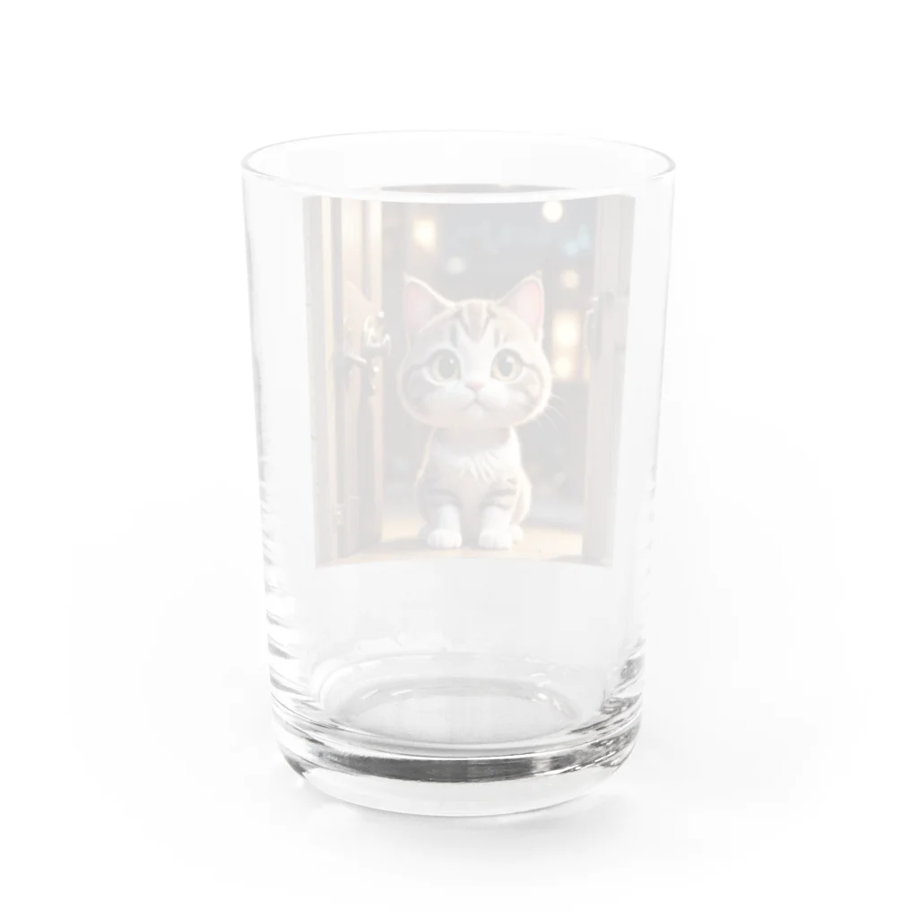 asnaynのドアを開ける猫ちゃん Water Glass :back