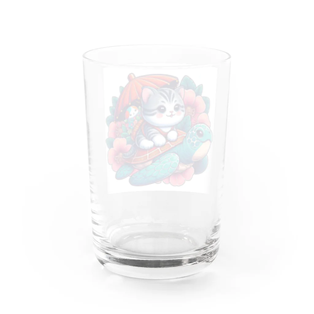 SOU＆SOUの亀乗り子猫 Water Glass :back