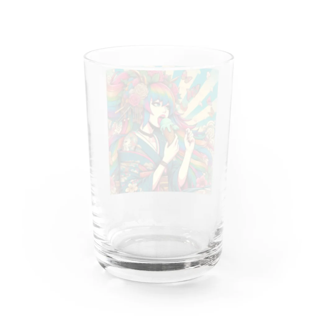 momonekokoのアイスと着物 Water Glass :back