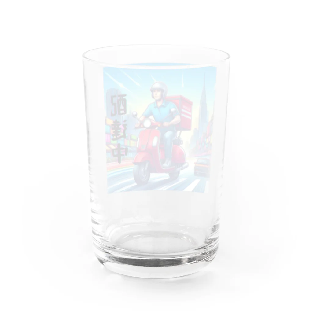 kok&foreverのスクーター配達員のイラスト Water Glass :back