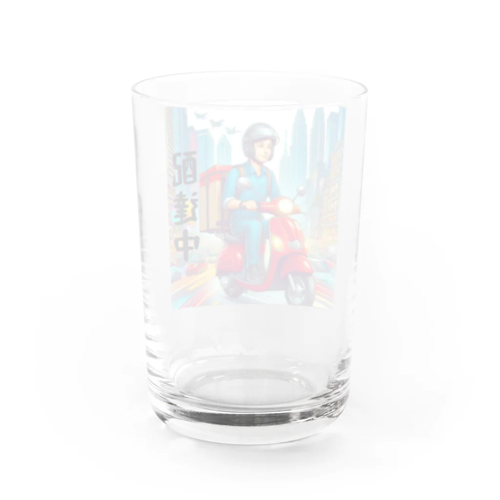 kok&foreverのスクーター配達員のイラスト Water Glass :back