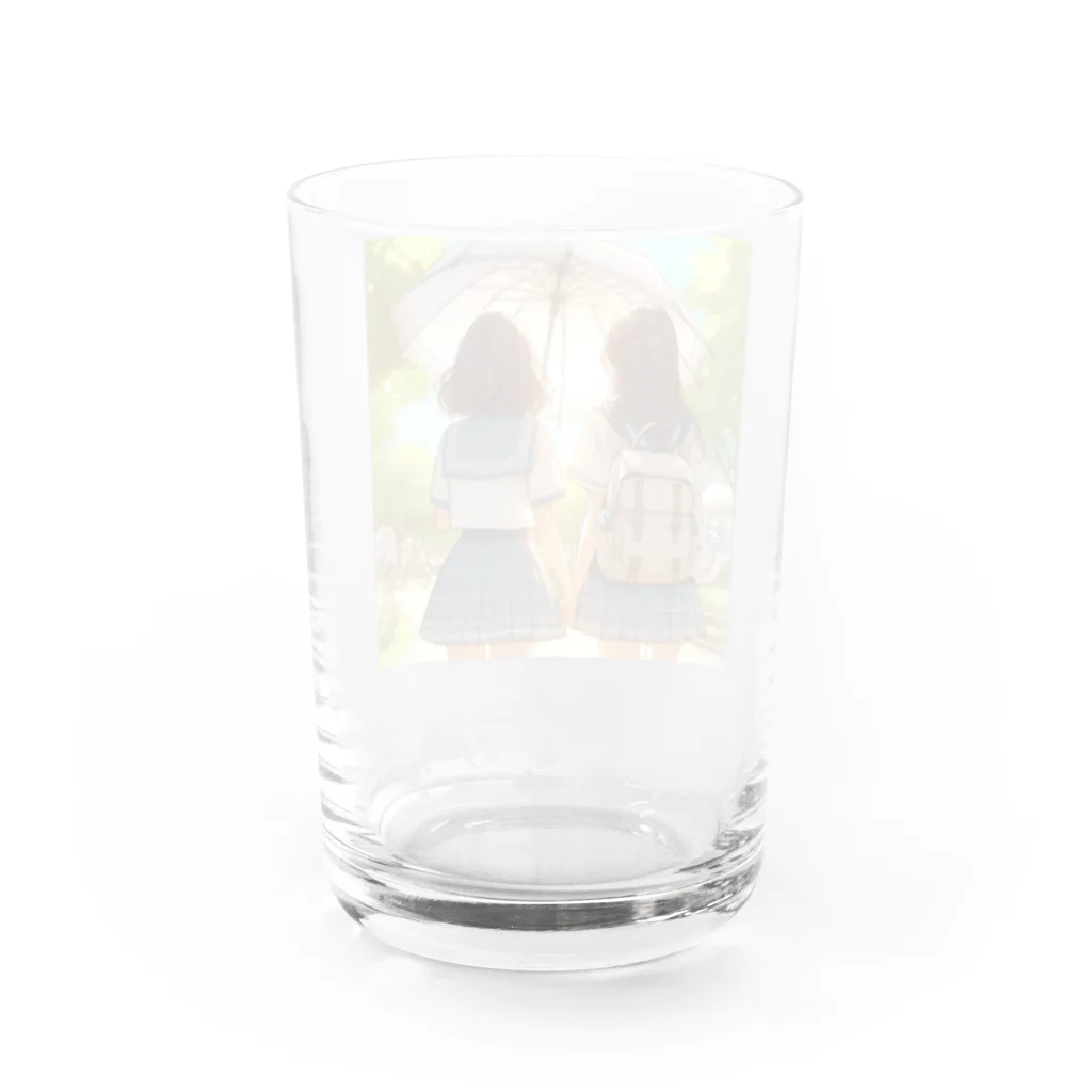 ふりむいての日傘がないとツライね Water Glass :back