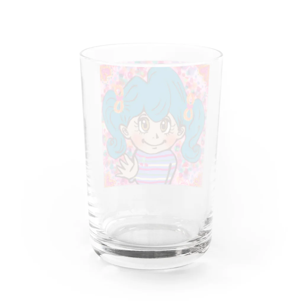 にじわたりねこのかわいい心　女の子イラスト Water Glass :back