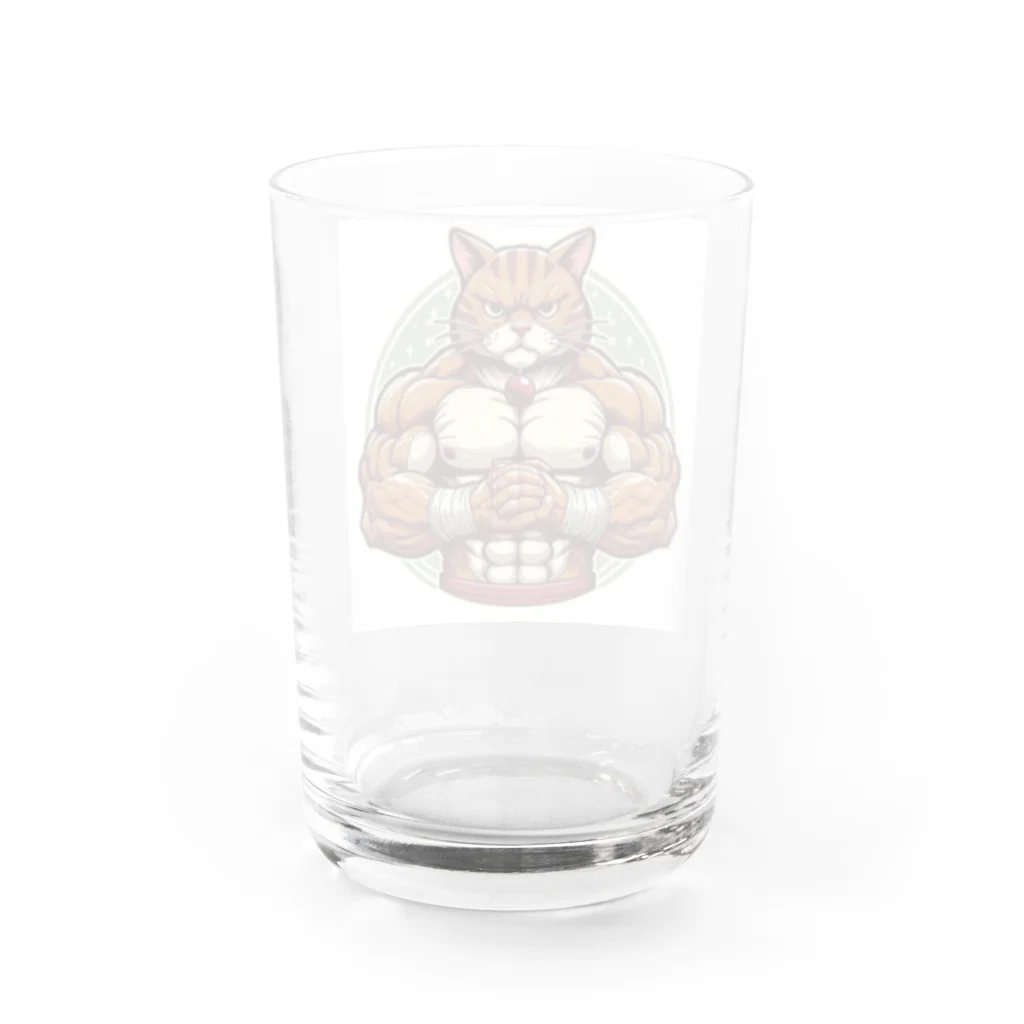 MUSCLE CAT 🐈🐈‍⬛のマッスルキャット　キジ虎 Water Glass :back