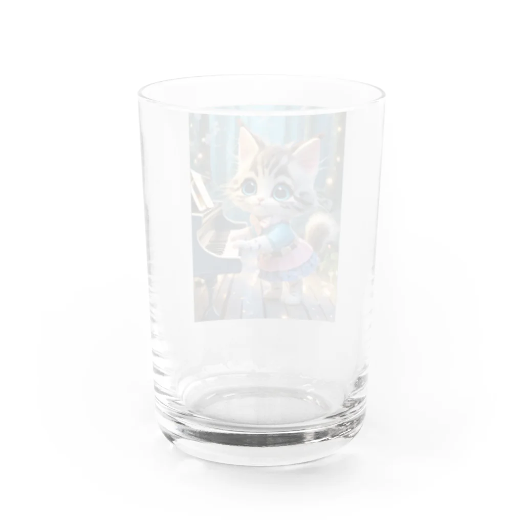 ねこねこねこんの猫とピアノ Water Glass :back