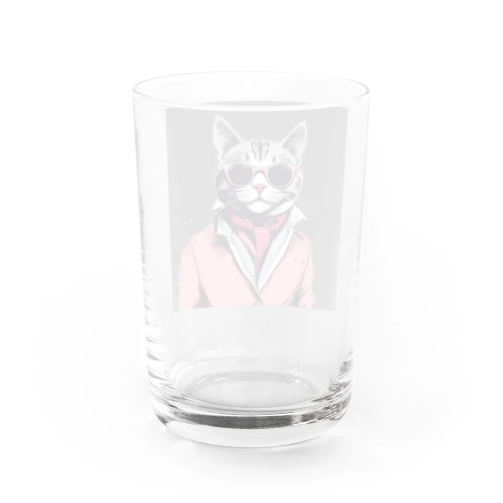 チャランコの部屋のダンディーねこさん Water Glass :back