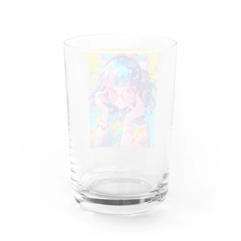 no_mi_Ke08のメガネの可愛い女の子のキャラクター Water Glass :back