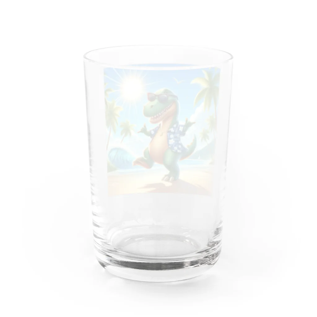 samkorのティラノサウルスのサマーバケーション Water Glass :back