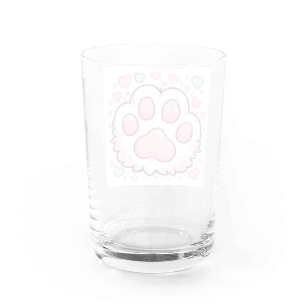 ニャンHouseのかわいいピンクの肉球 Water Glass :back