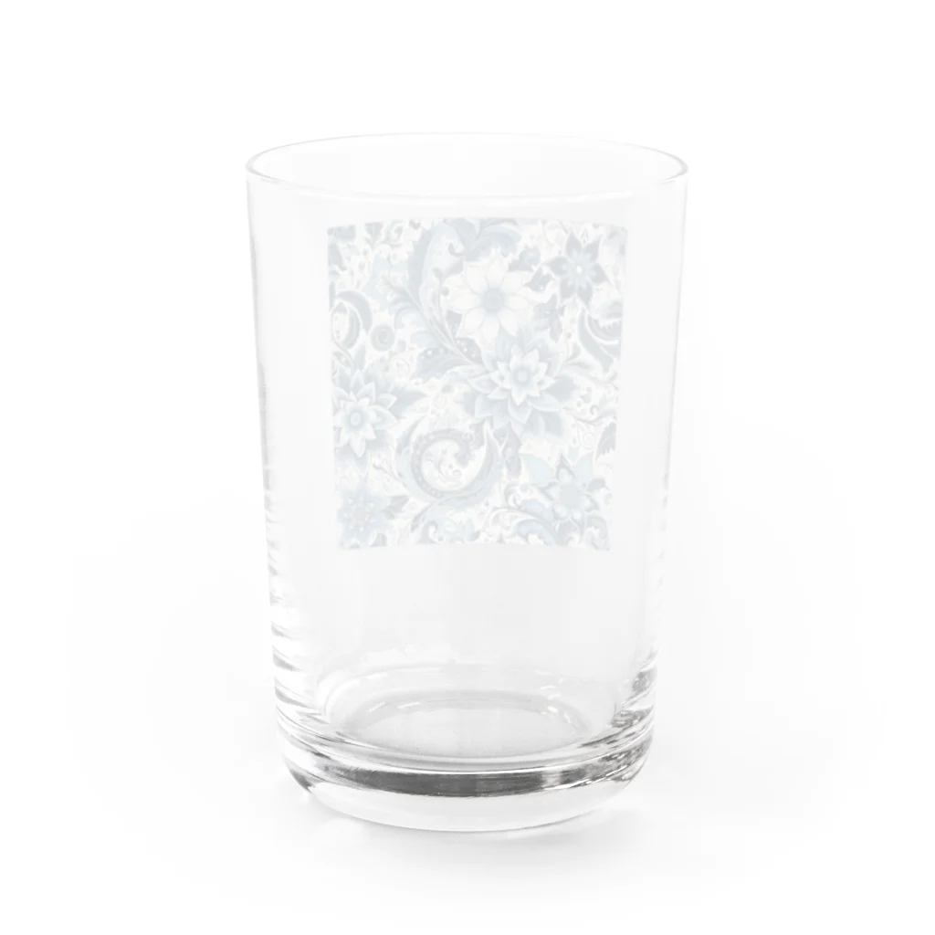 使いやすいデザインがいいね！のお花のバティック柄 ブルー Water Glass :back