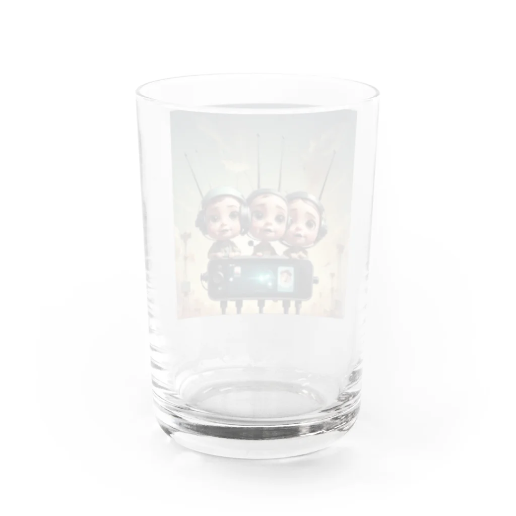 AI妖怪大図鑑の電波妖怪　バリ3兄弟 Water Glass :back