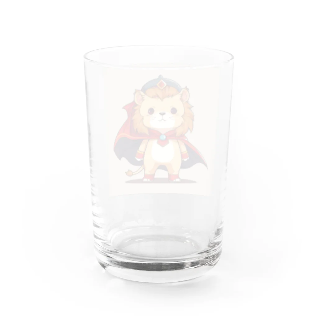 ganeshaのスーパーヒーローのマントを着たかわいいライオン Water Glass :back